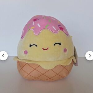 Smiling Ice Cream Plush Toy - Pink and Yellow